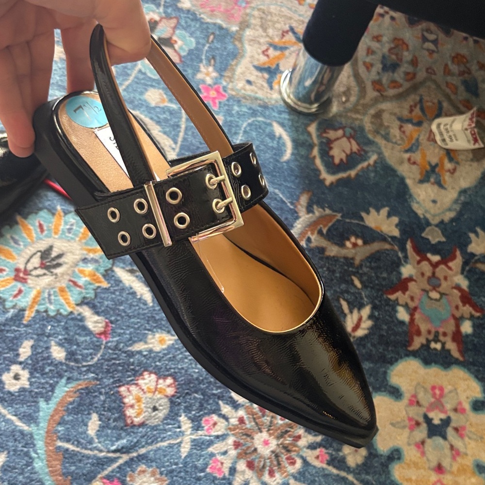 Steve Madden Black Slingback Flats with Buckle